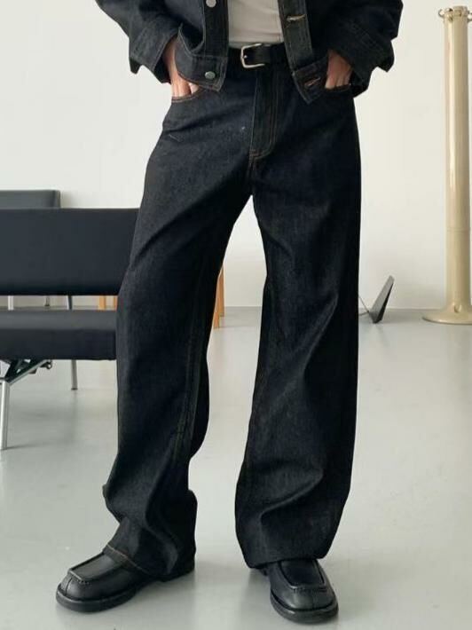 淨色鬆身牛仔褲 LOCAL-010P