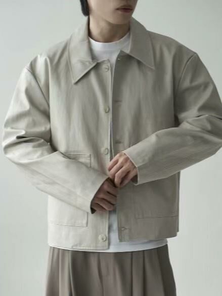 反領開胸合成皮褸 LOCAL-016JK