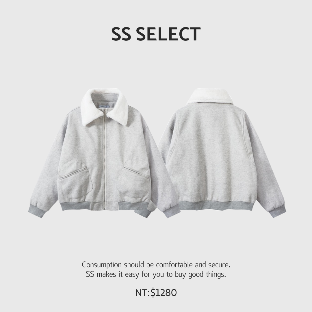 絨毛領重磅棉質寬版棉外套(可拆換)