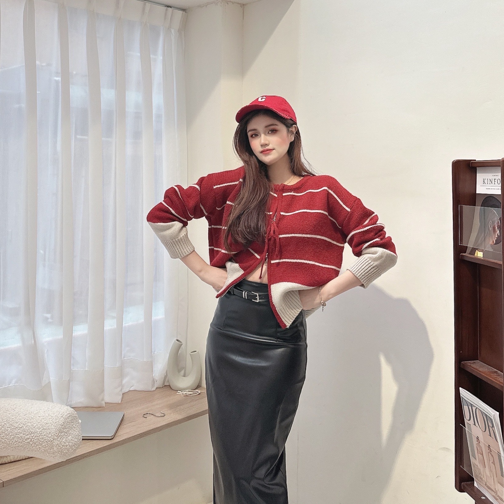 條紋拚色雙拉鍊毛衣/三色