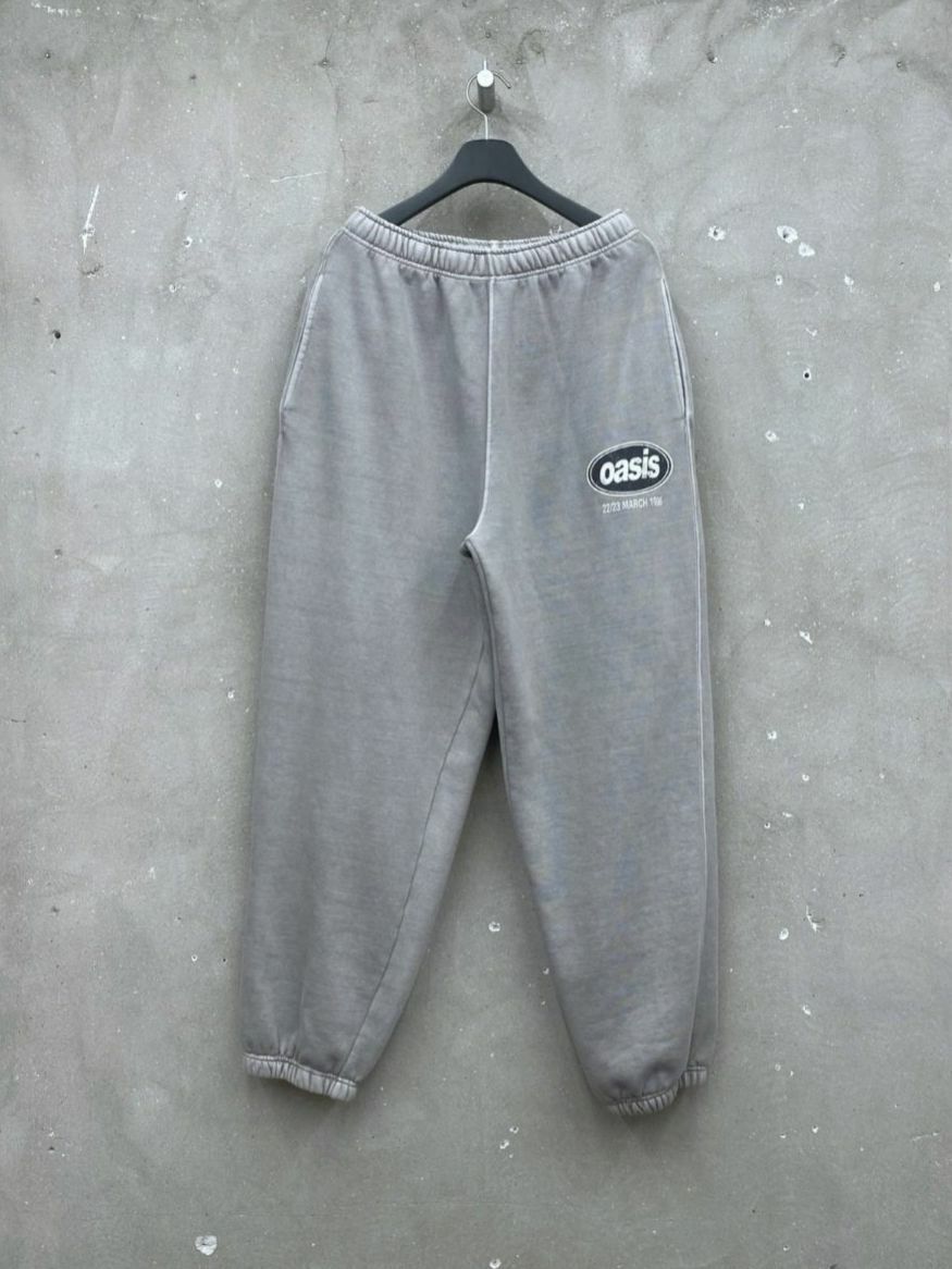 洗水英文字束腳鬆身運動褲(薄抓毛底) ARCHIVE-268P