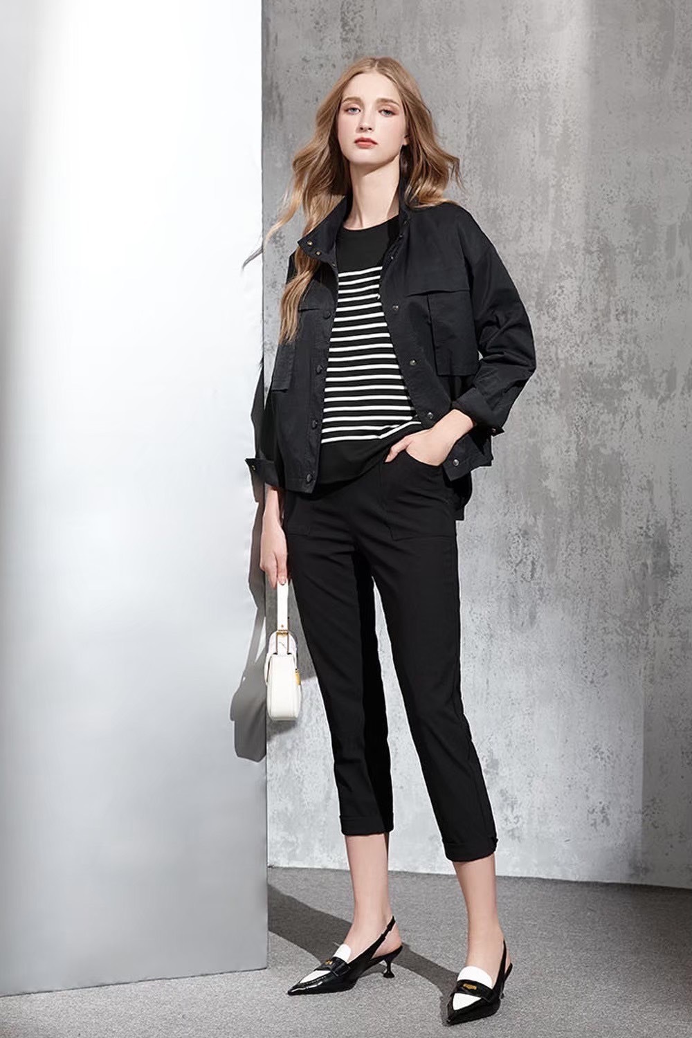 韓版OL時尚個性修身短版風衣外套V6101