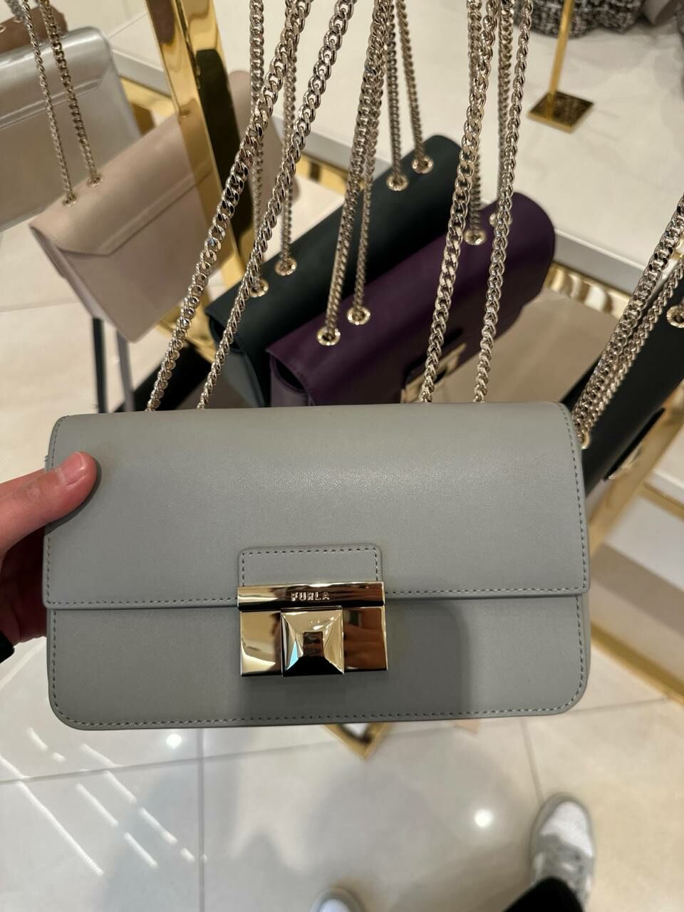 [U] FURLA WB01457-BX3104-3291S VENERE S CHAIN CROSSBODY BAG,CENERE, 8050597557434 (UF185)