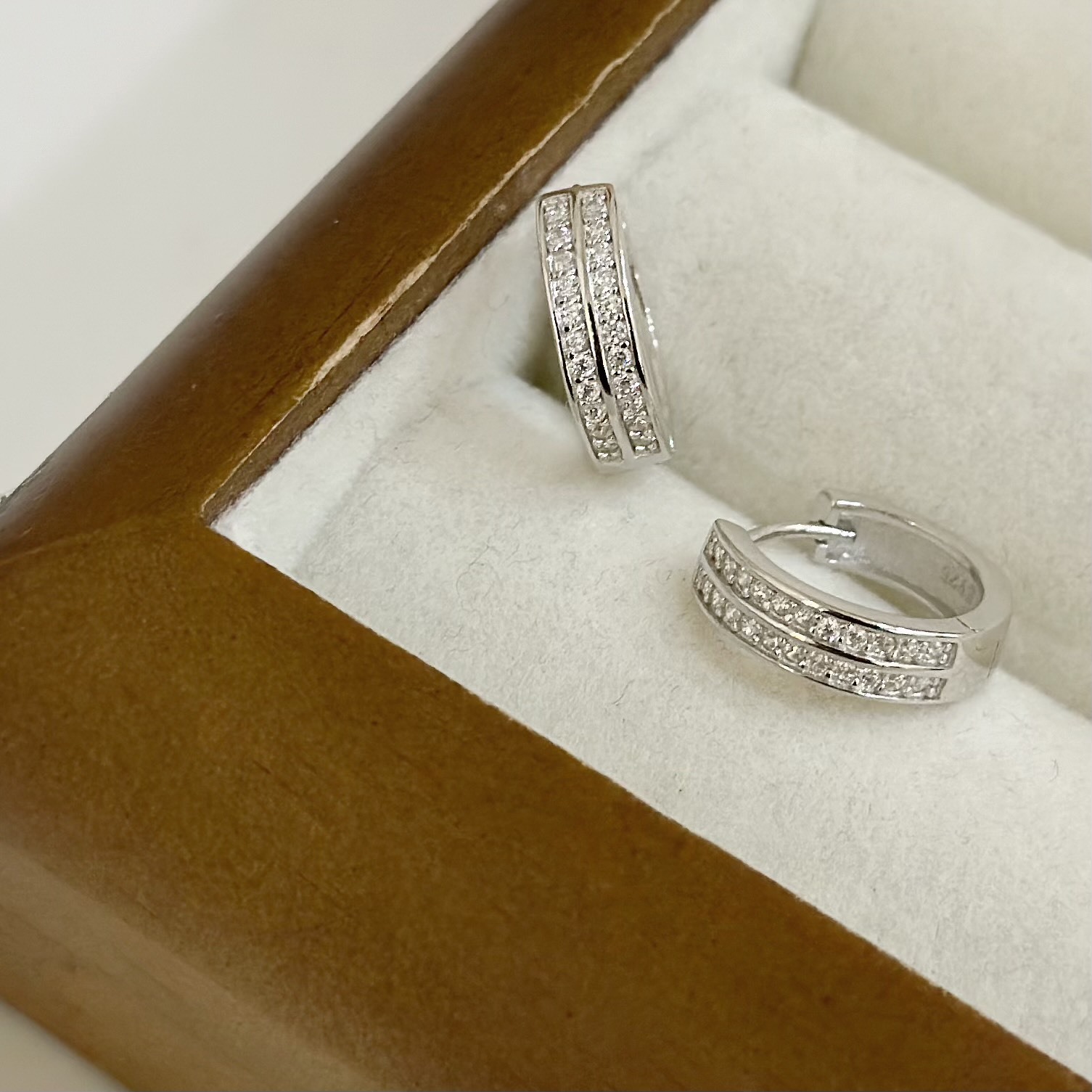 H23【輕奢】雙排鑽寬版純銀易扣