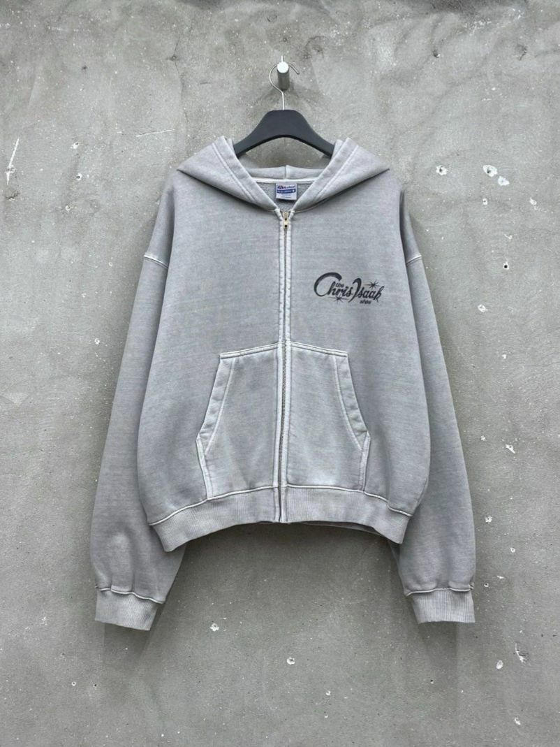 洗水英文字連帽拉鍊外套(薄抓毛底) ARCHIVE-276JK