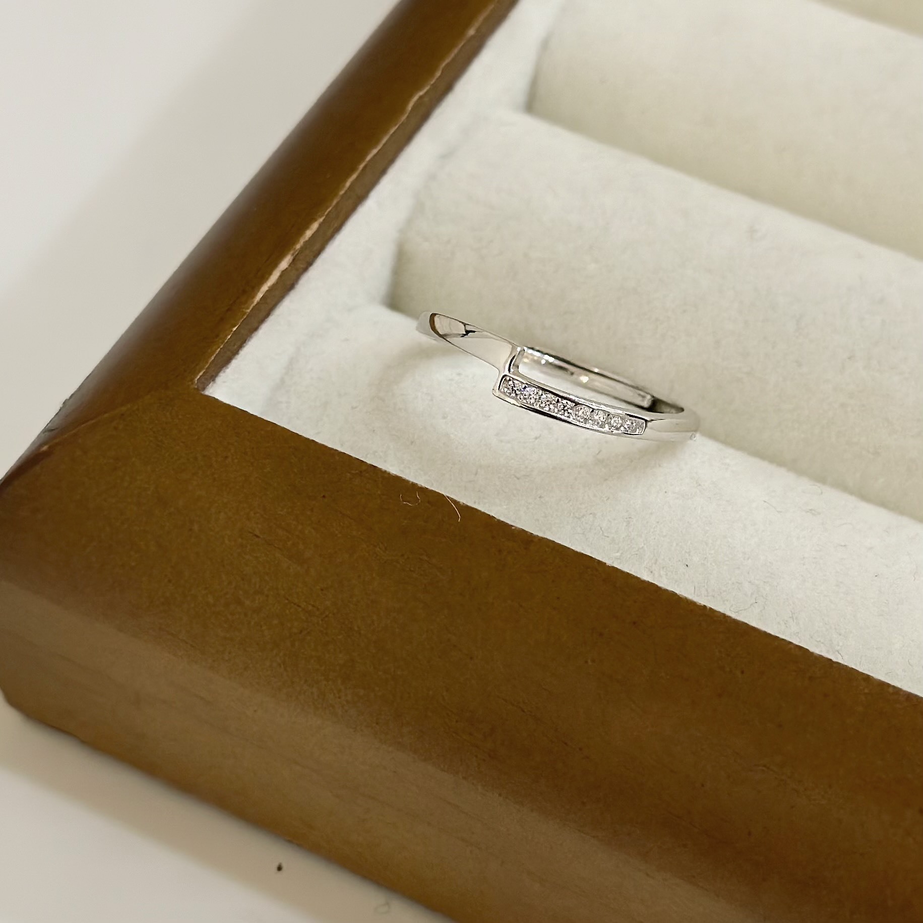 H72【輕奢】排鑽拼接素面純銀調整戒