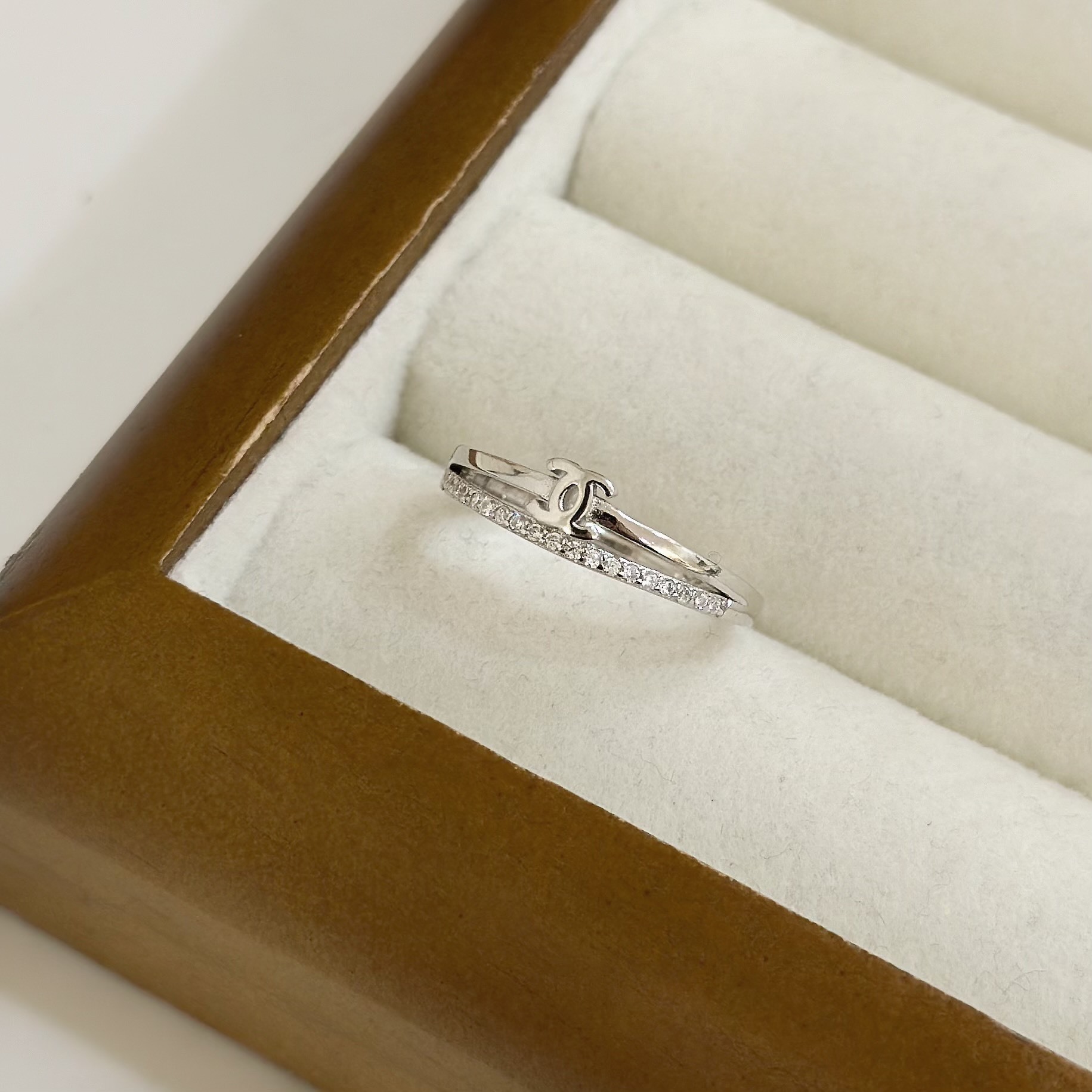 H76【輕奢】排鑽香雙層純銀調整戒