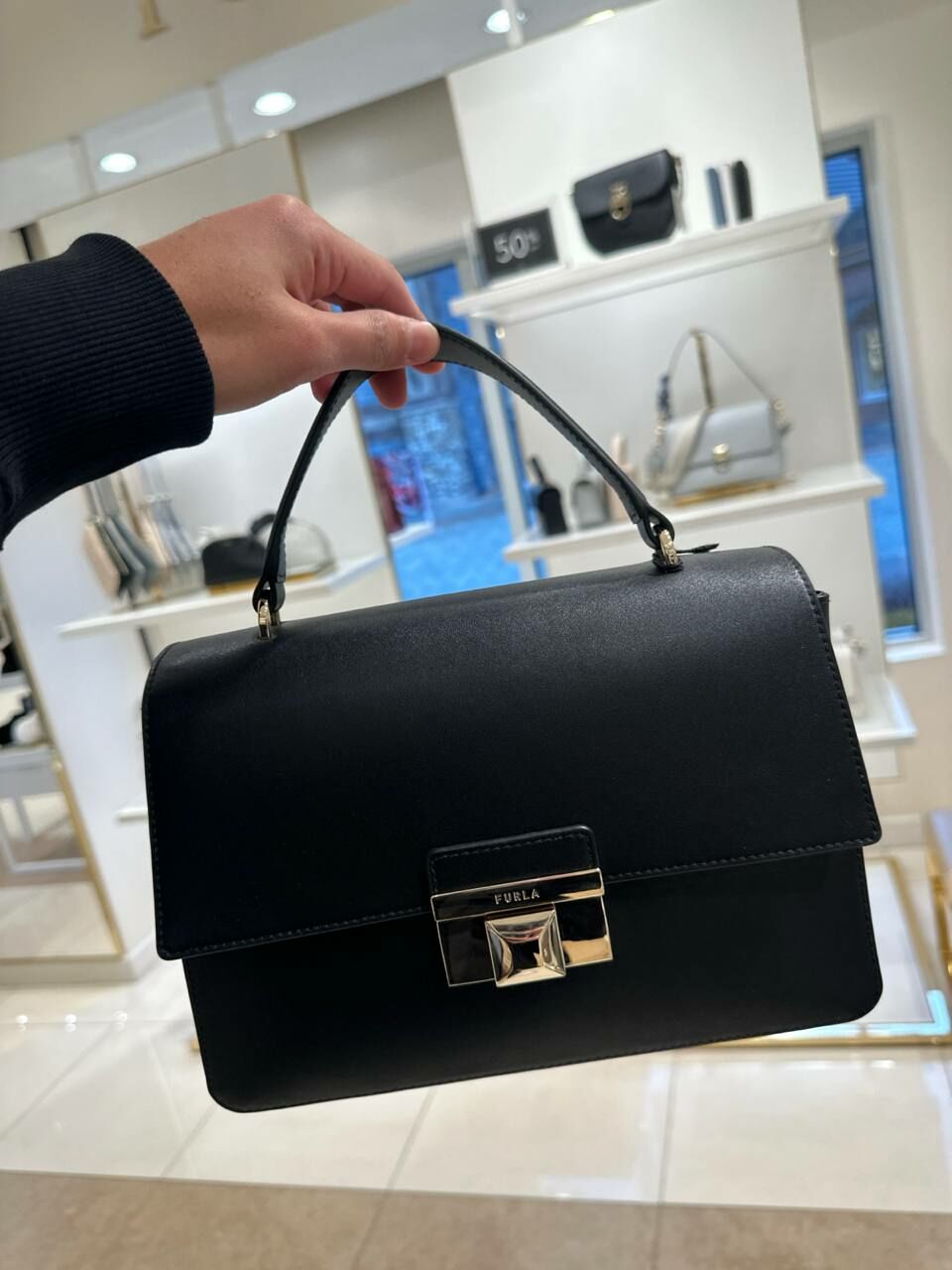 [U] FURLA WB01435-BX3104-O6000 DROP WOMEN LEATHER,NERO, 8050597512747 (UF200)