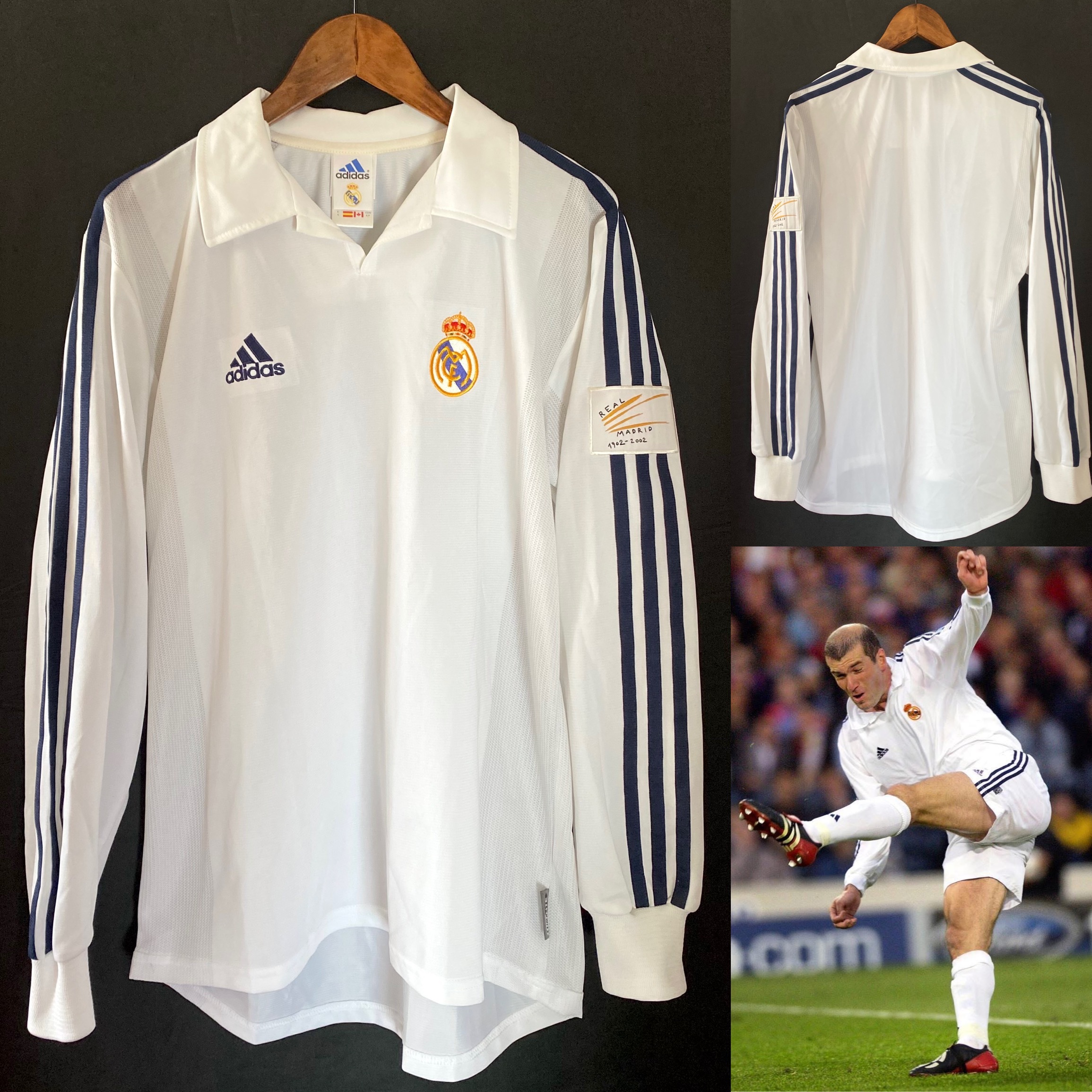 Player Issue) Real Madrid 2001-2002 Adidas L/S Home Pl