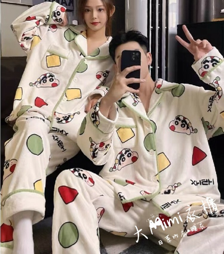 🔥暖呼呼系列-蠟筆小新法蘭絨睡衣【情侶款】