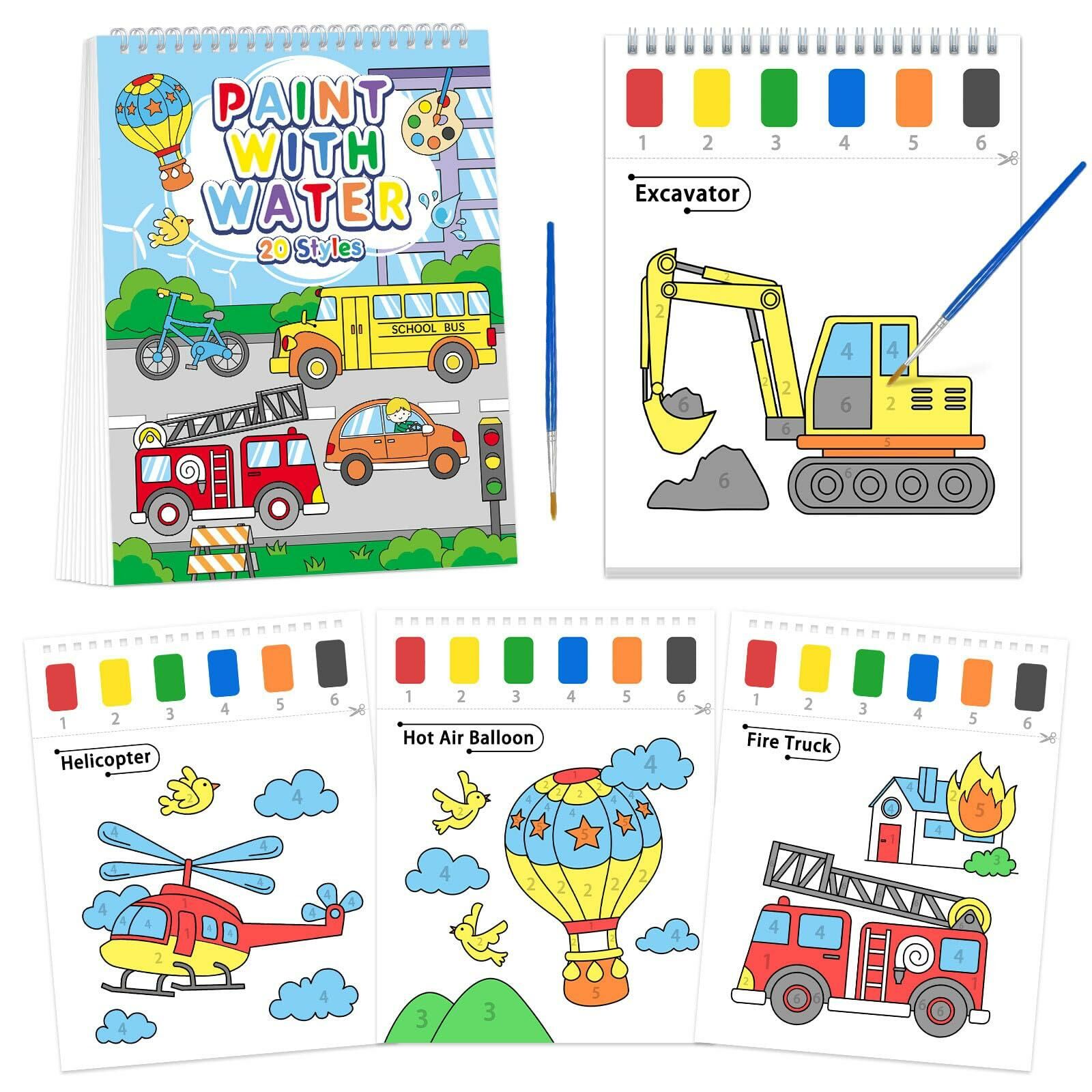 (現貨) 美國直送水彩畫20款畫紙+筆+顏色(車車主題)