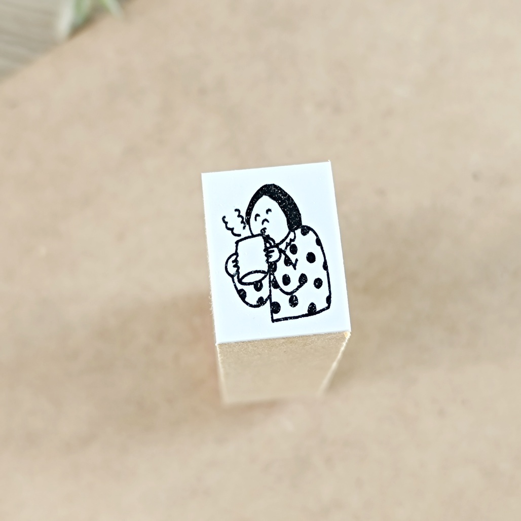 日本AZUNKO．喝熱飲 手帳木頭印章