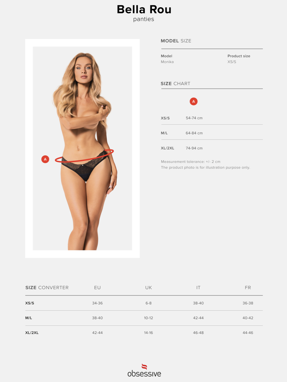 Obsessive - Bella Rou 刺繡薄紗性感內褲 - XS/S/M/L/XL/XXL