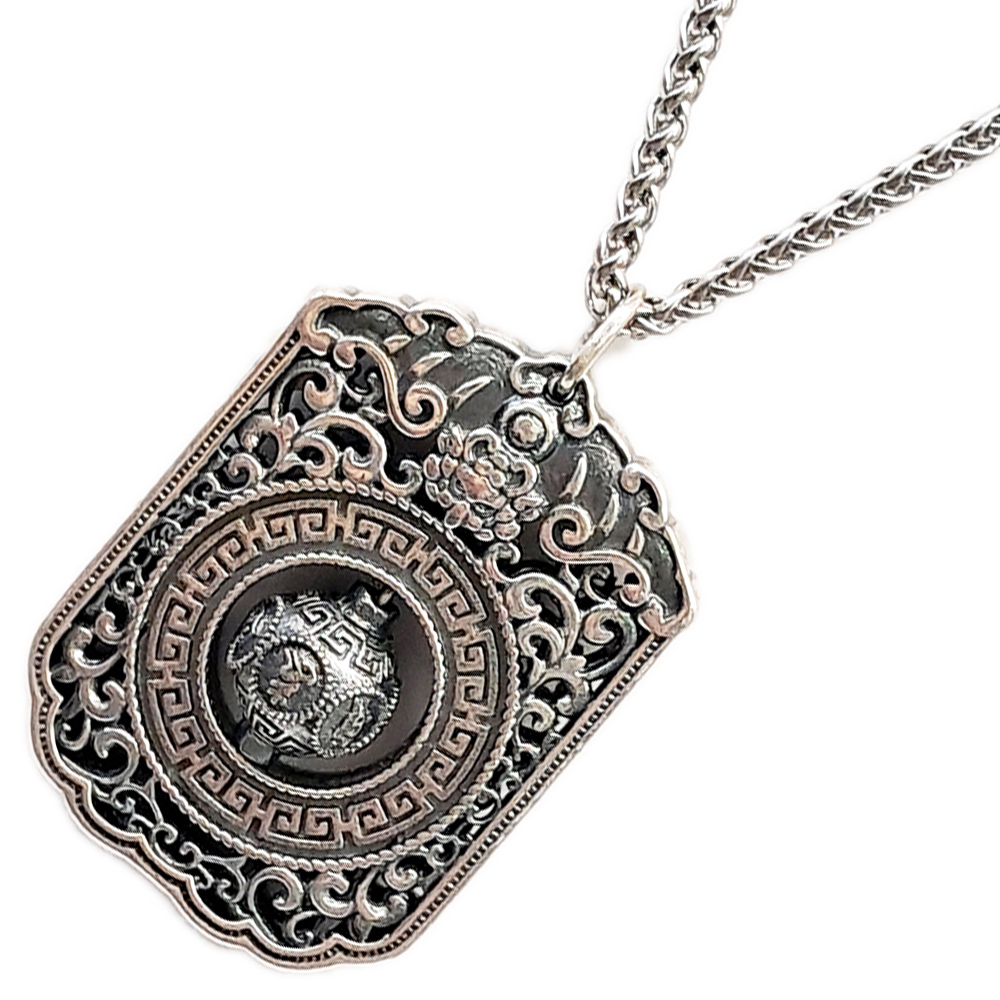 六字真言轉好運墜飾&{鈦鋼}項鍊【十方】154039