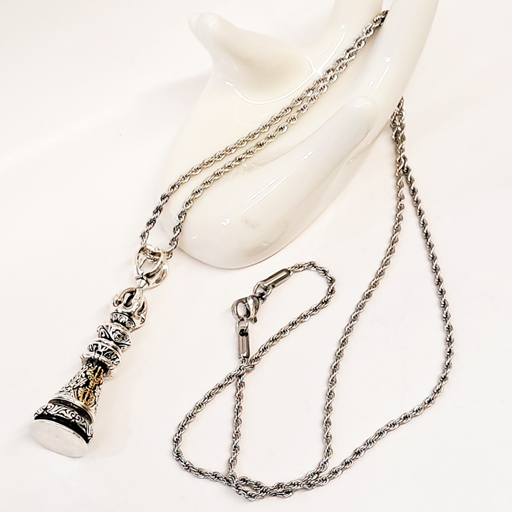 金剛杵佛塔墜飾&{鈦鋼}項鍊【十方】154044