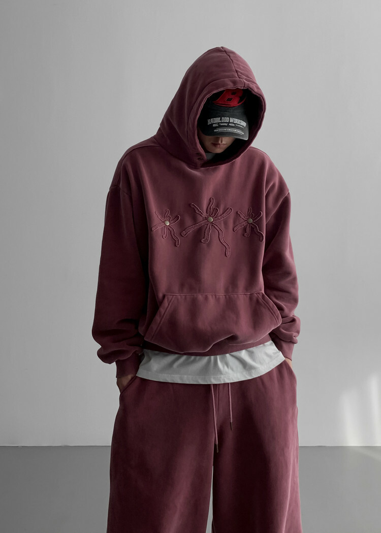 羊毛拉絨水洗按扣連帽T