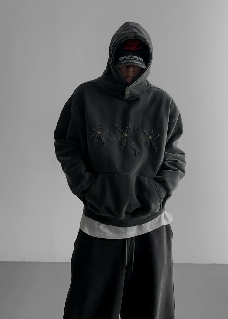 羊毛拉絨水洗按扣連帽T