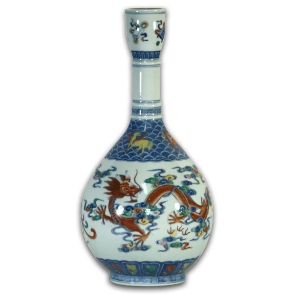 鹿港窯|【限時優惠】手工製造開運鬥彩瓷器花瓶 - 琴棋書畫彩雲龍紋、鹿紋