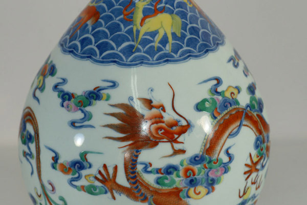 鹿港窯|【限時優惠】手工製造開運鬥彩瓷器花瓶 - 琴棋書畫彩雲龍紋、鹿紋