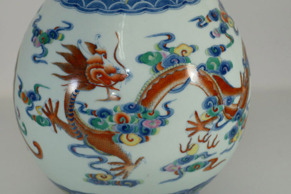 鹿港窯|【限時優惠】手工製造開運鬥彩瓷器花瓶 - 琴棋書畫彩雲龍紋、鹿紋