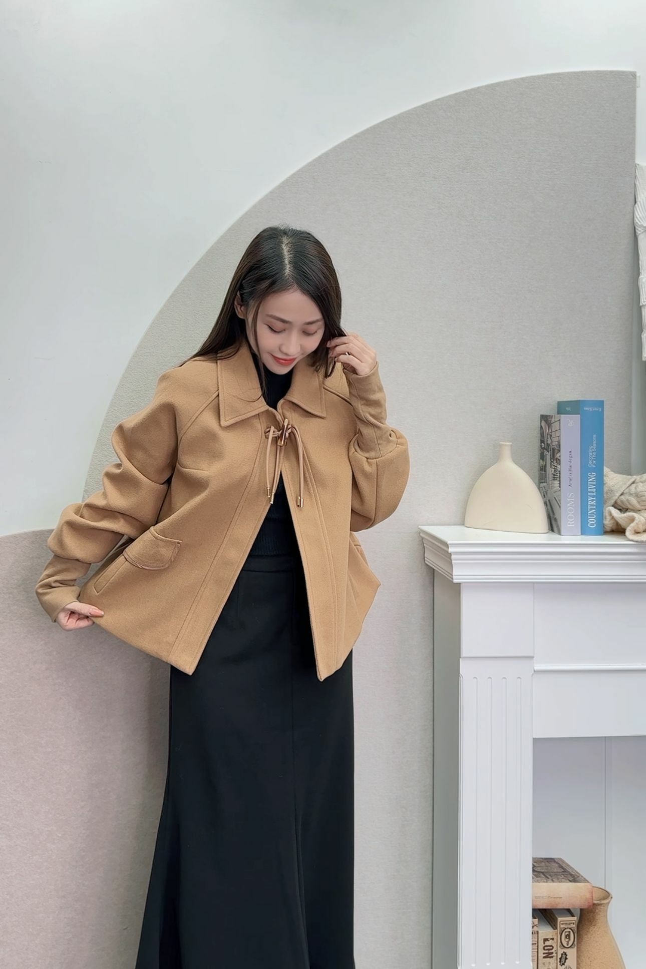 JK#6709🤍日系披風短絨褸