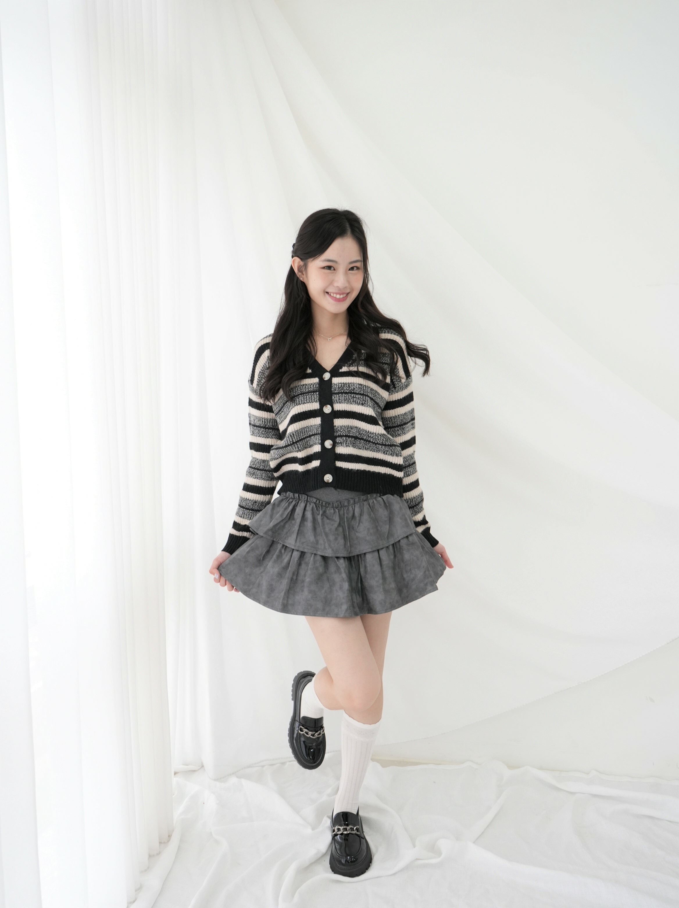 法朵Fado shop｜橫條排釦針織外套 8122026 四色