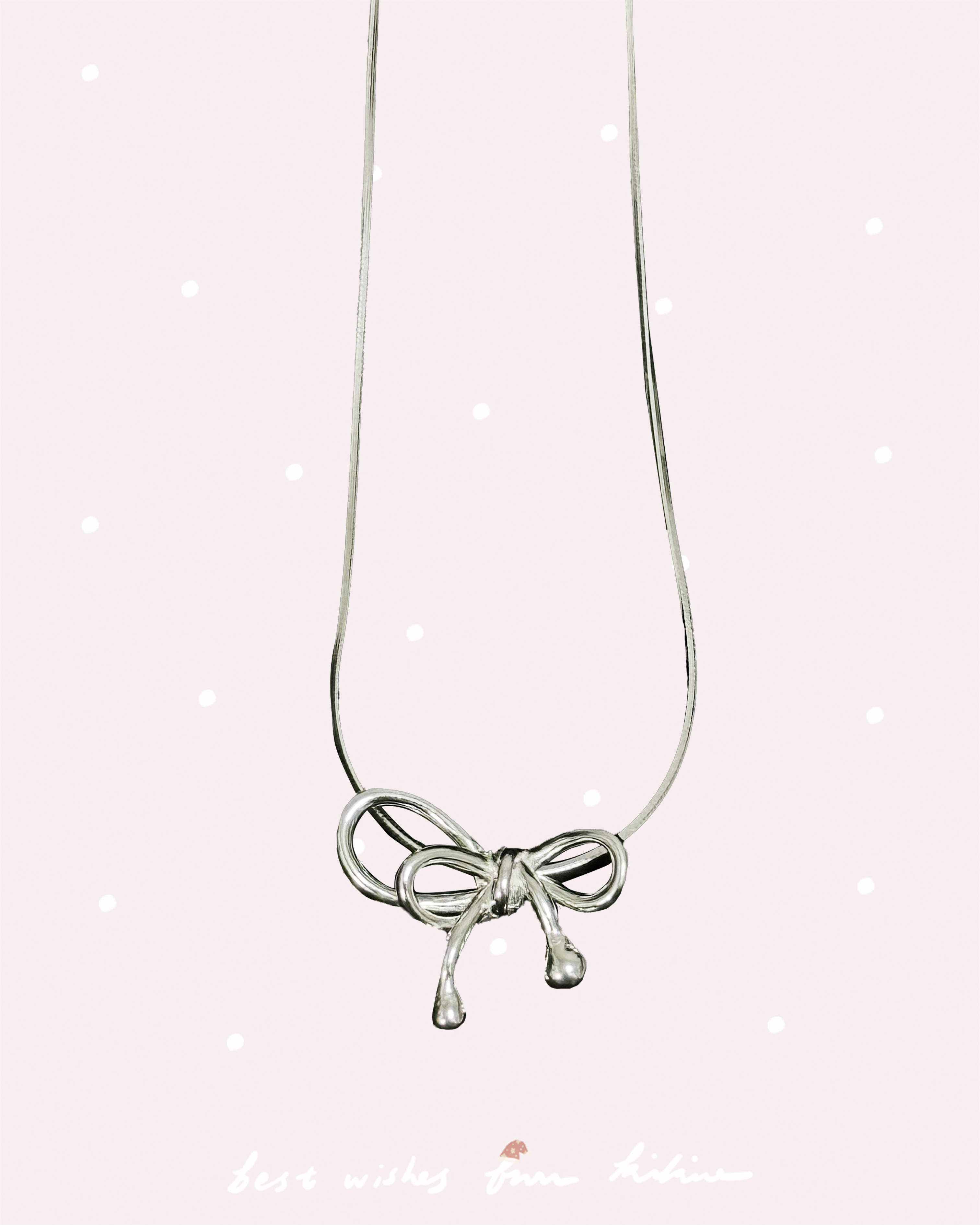 925純銀簡約線條蝴蝶結幼頸鏈