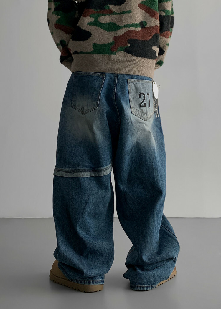 數字21刺繡氣球牛仔褲