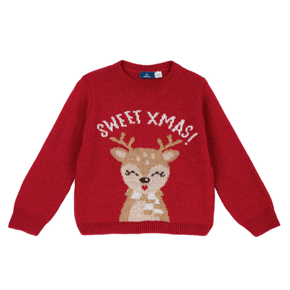 歡樂聖誕-麋鹿羊毛混紡針織上衣