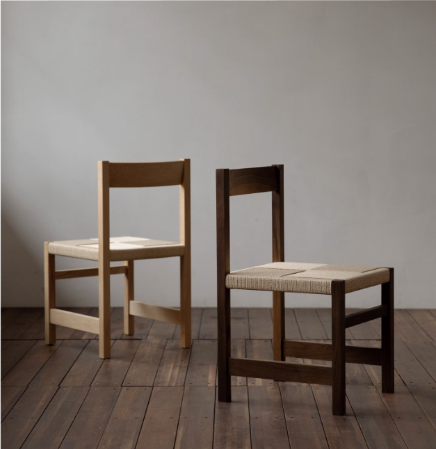 日式侘寂風實木編織餐椅