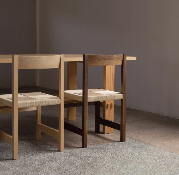 日式侘寂風實木編織餐椅