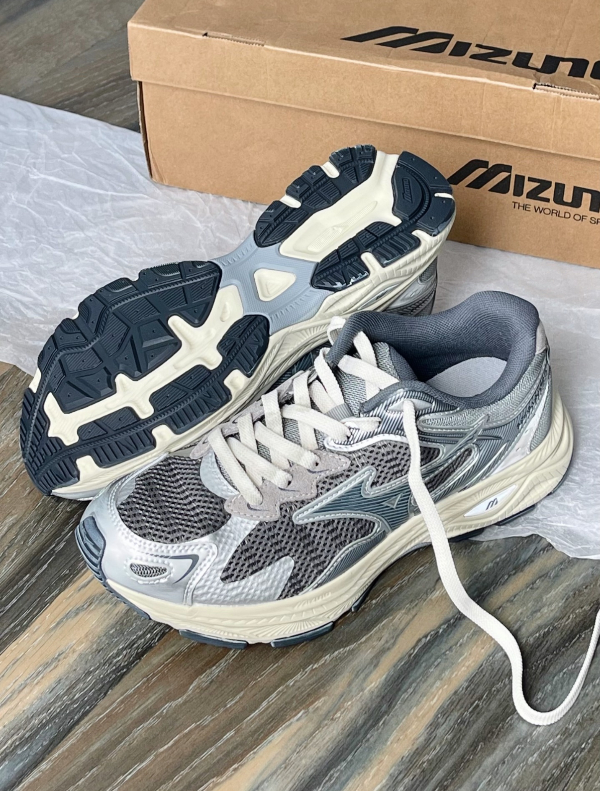 MIZUNO 美津濃 Racer S 銀灰色 灰色 奶油底 復古 慢跑鞋 老爹鞋 D1GH223519/預購