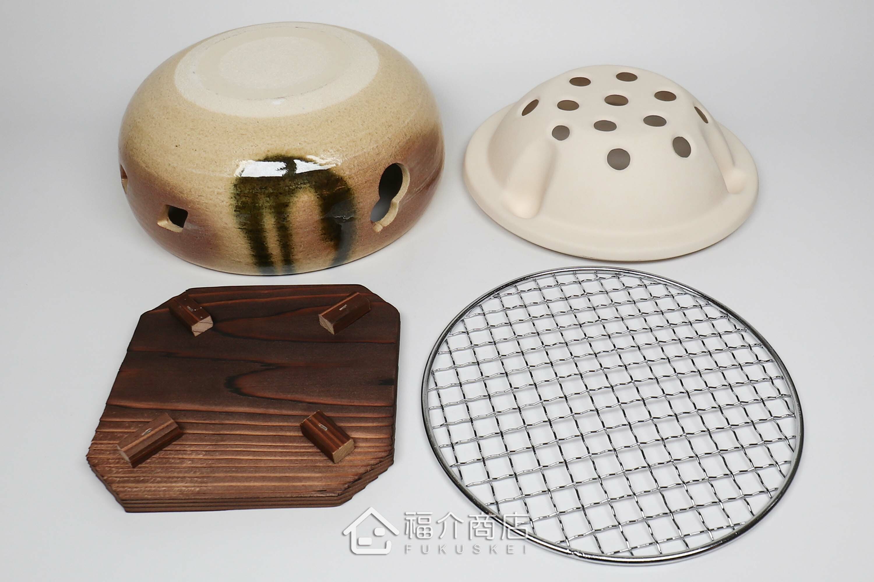 烹調烤肉、烤海鮮用的陶瓷材質水炭烤爐