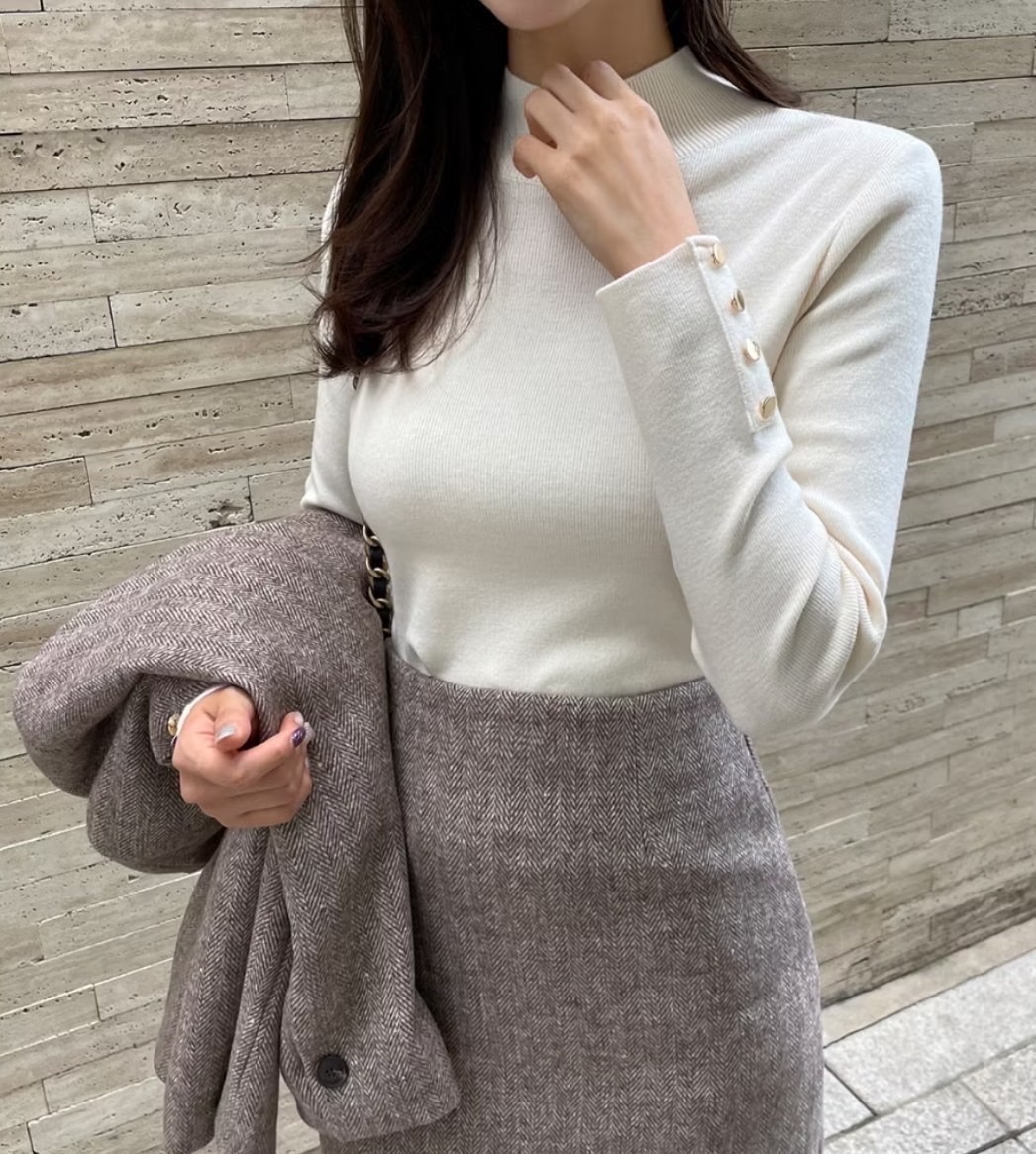 正韓手袖金釦針織上衣