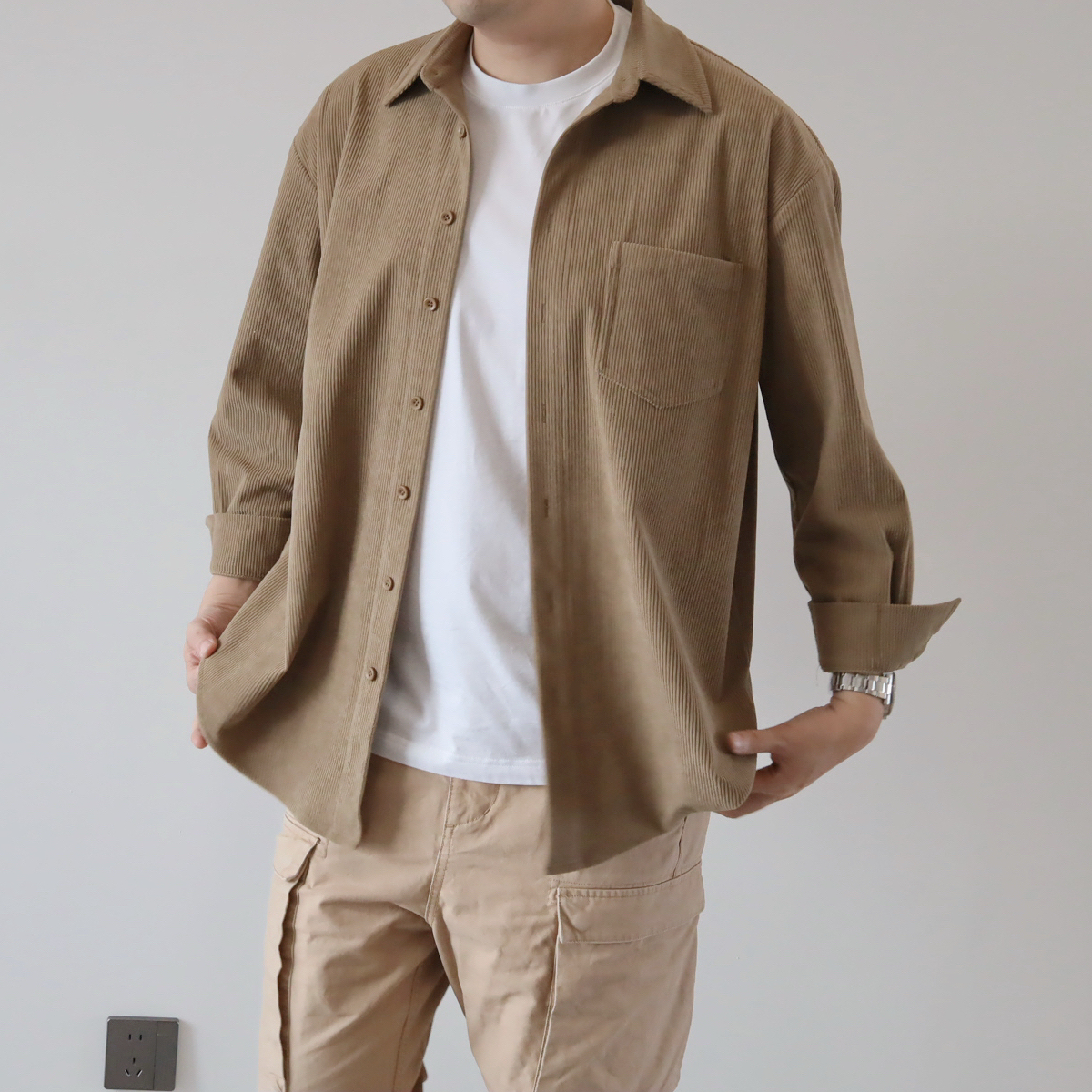 現貨 7135 燈芯絨情侶襯衫