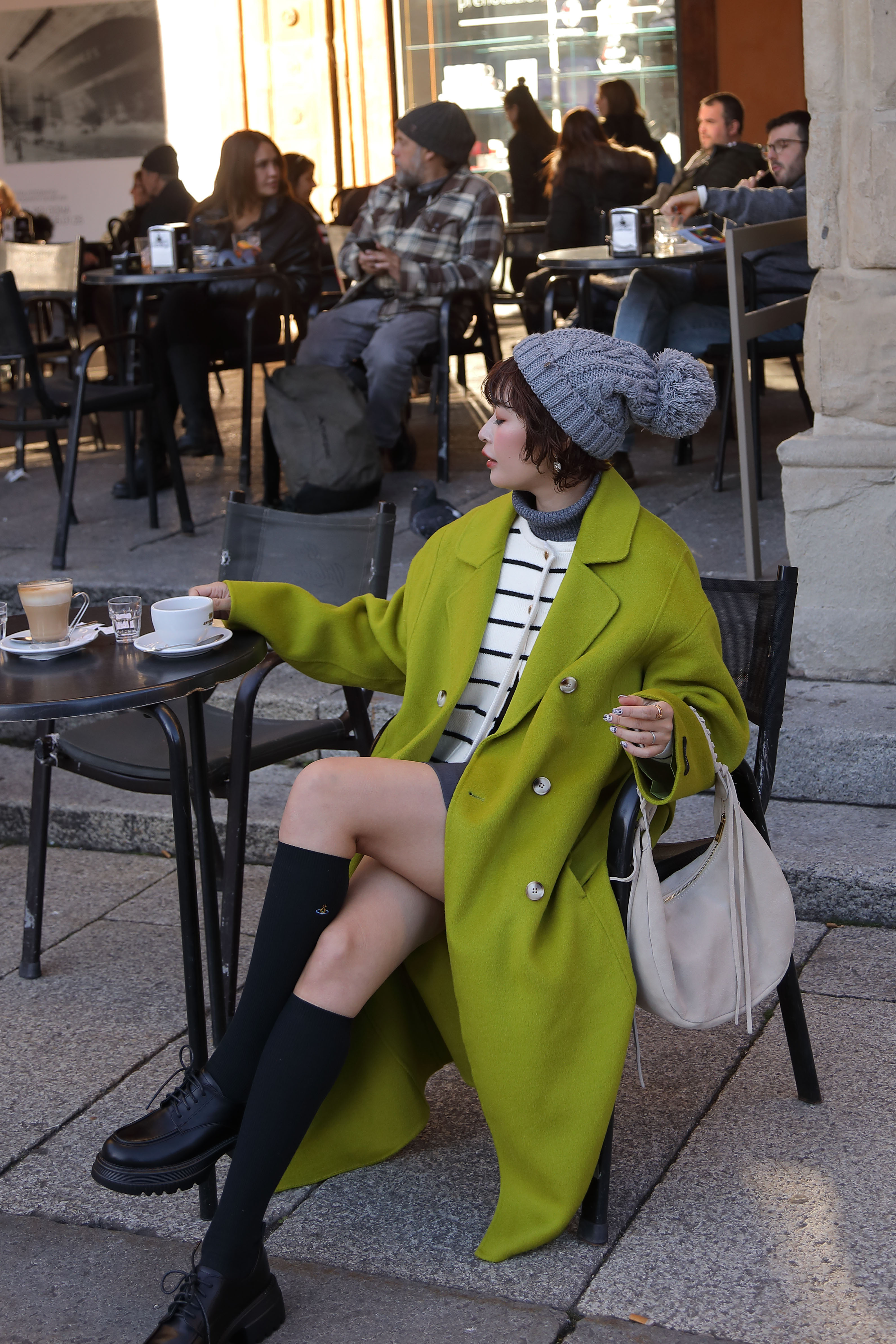 綠色手工羊毛大衣