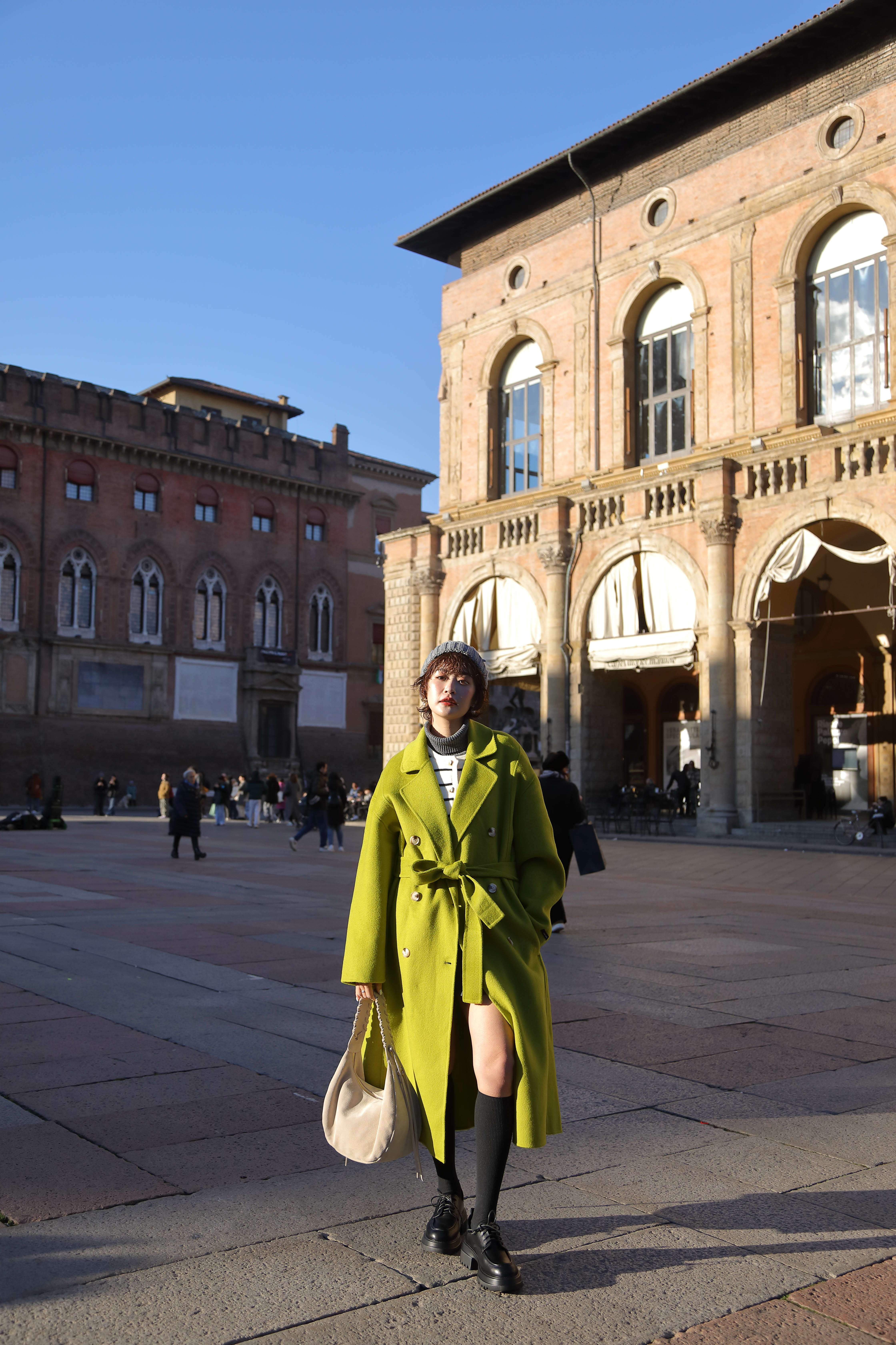 綠色手工羊毛大衣