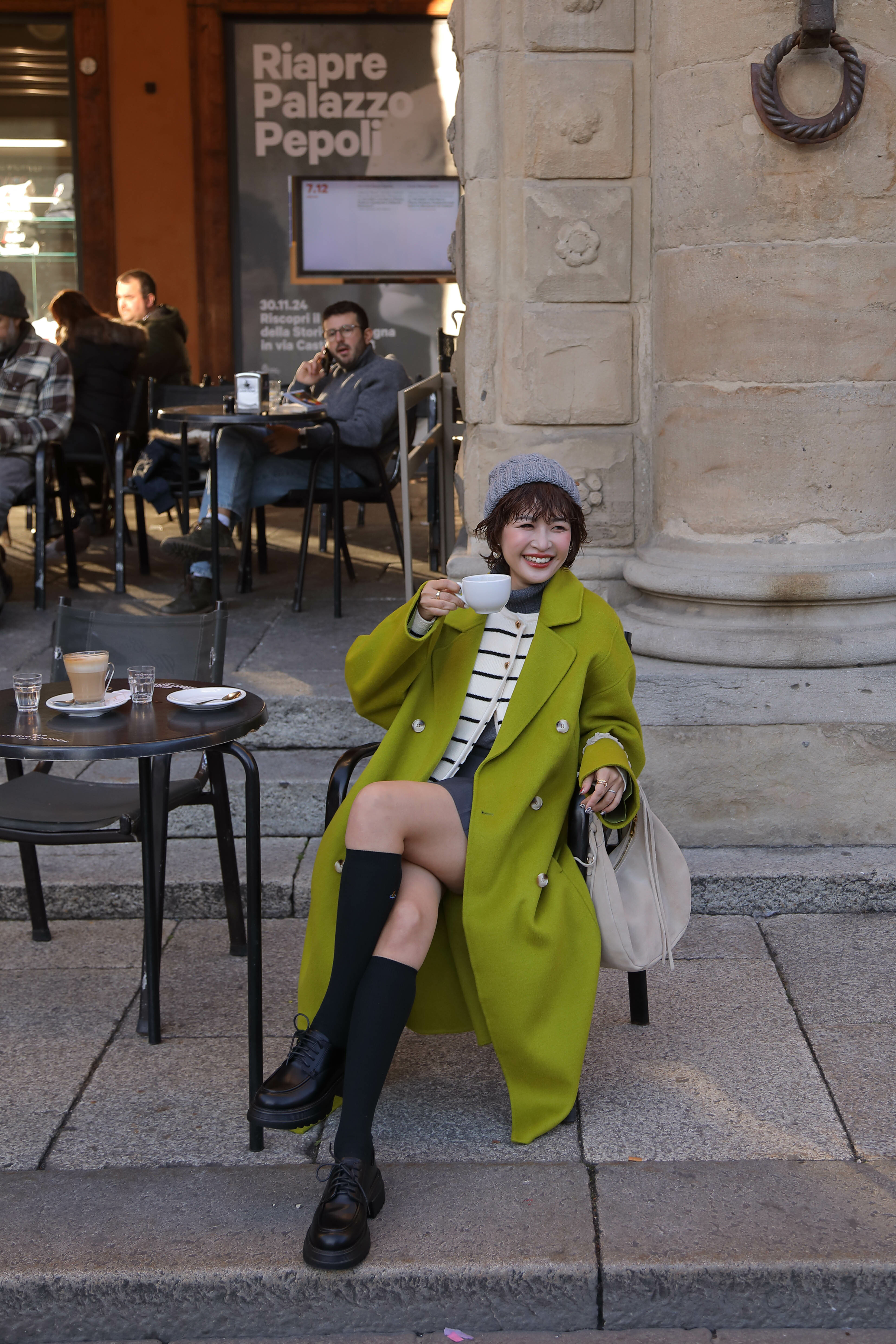 綠色手工羊毛大衣