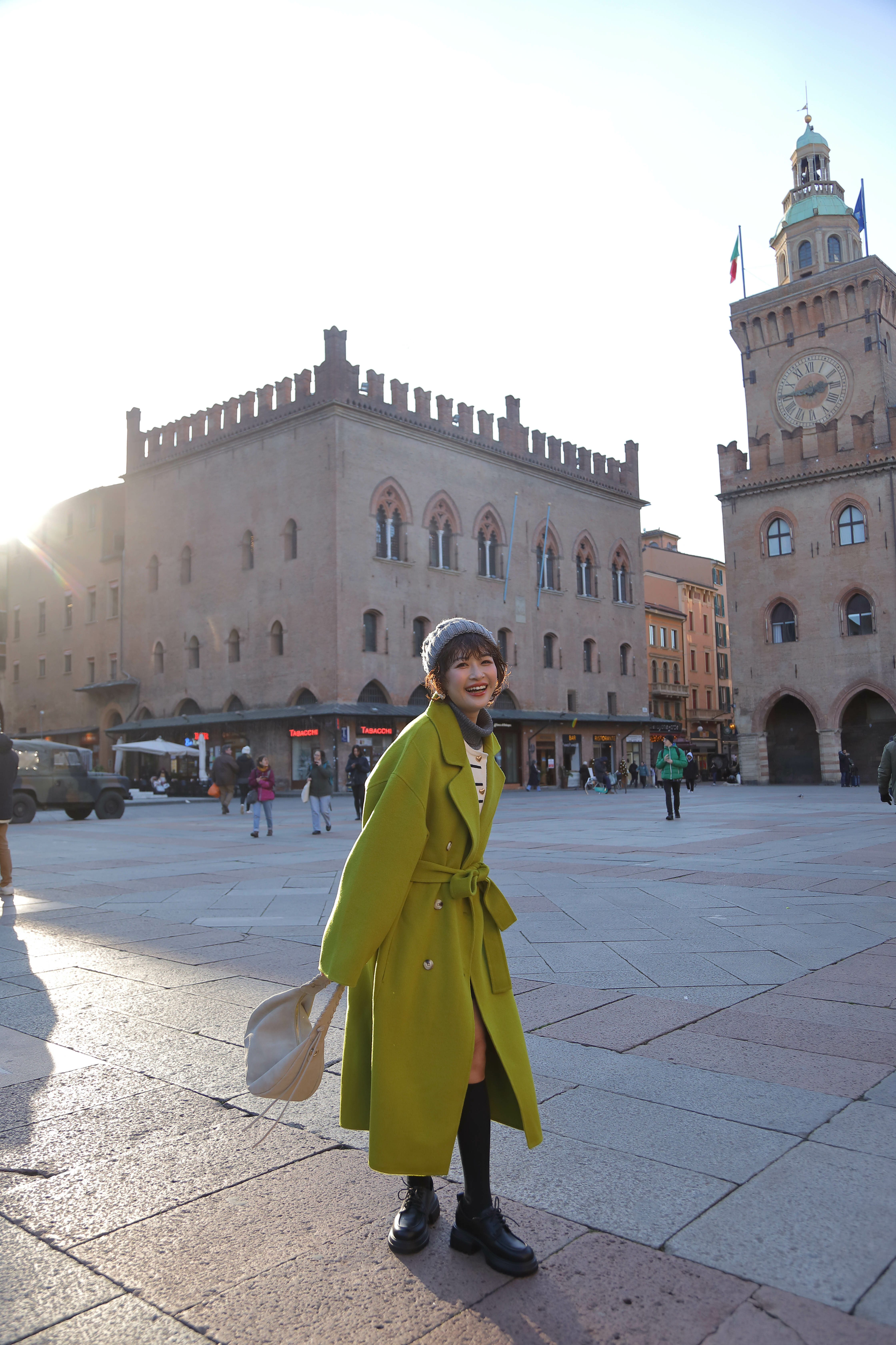 綠色手工羊毛大衣