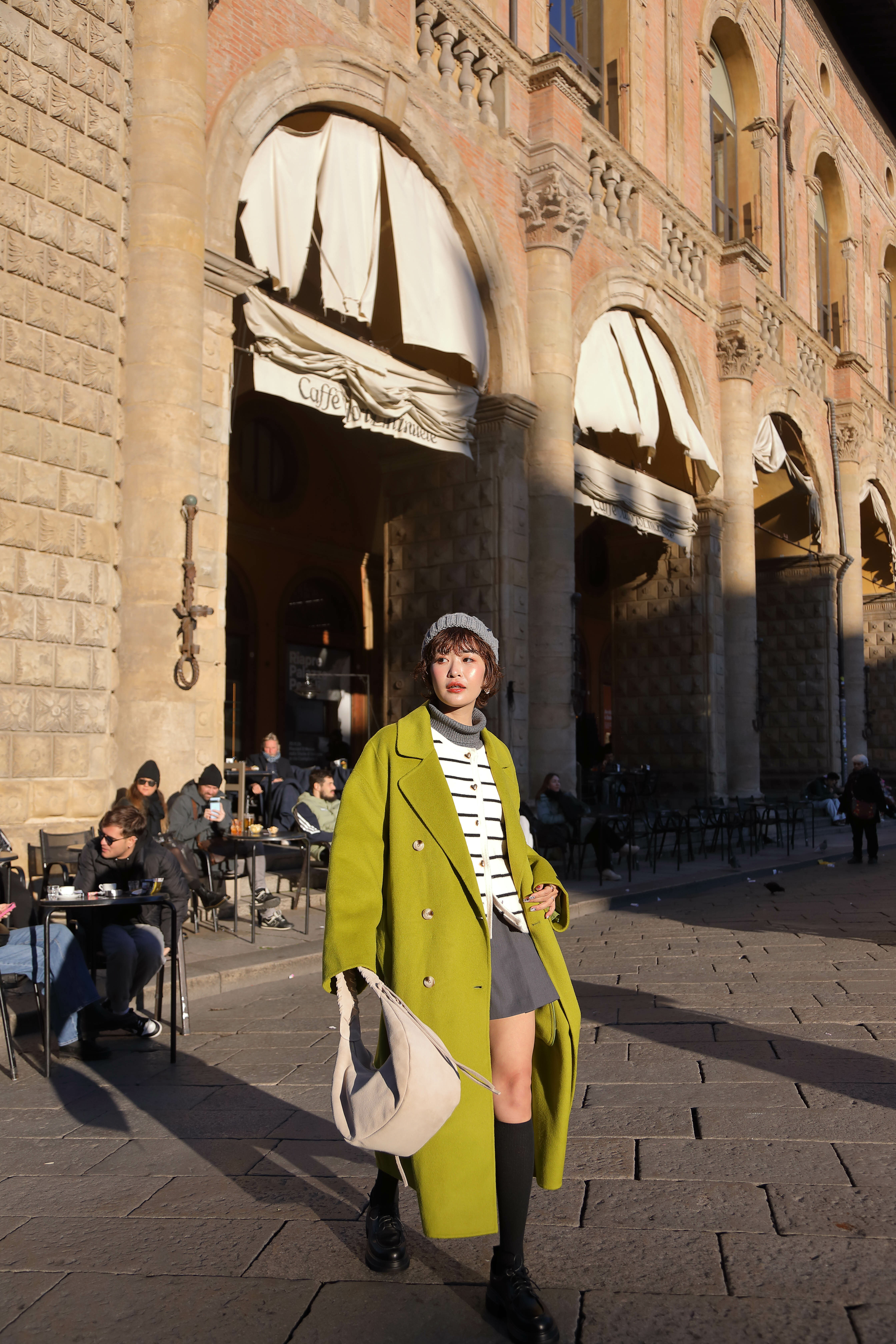 綠色手工羊毛大衣