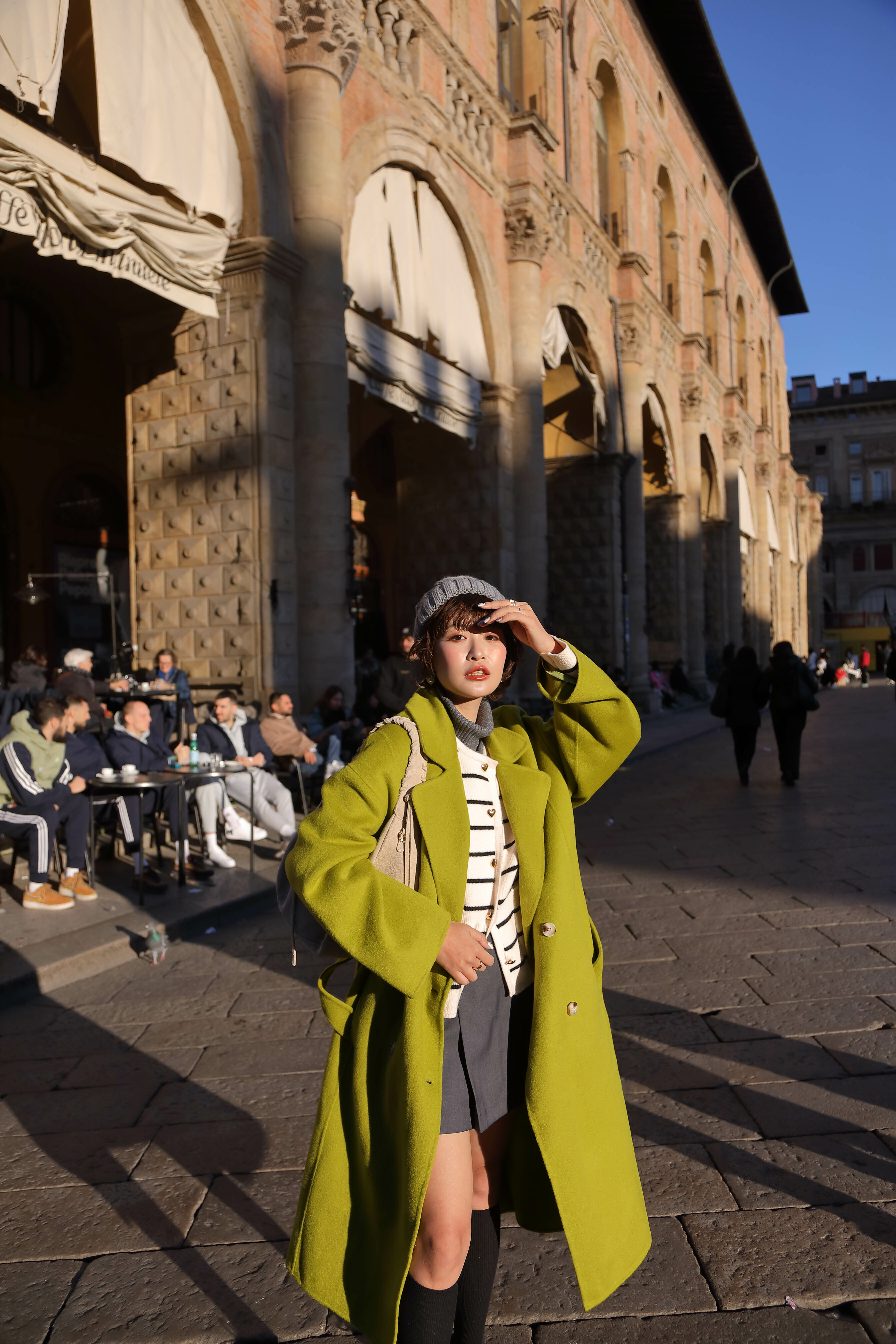 綠色手工羊毛大衣