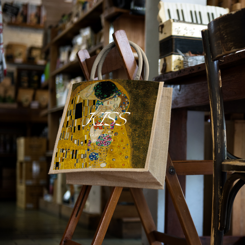 藝術棉麻手提袋｜克林姆《吻》