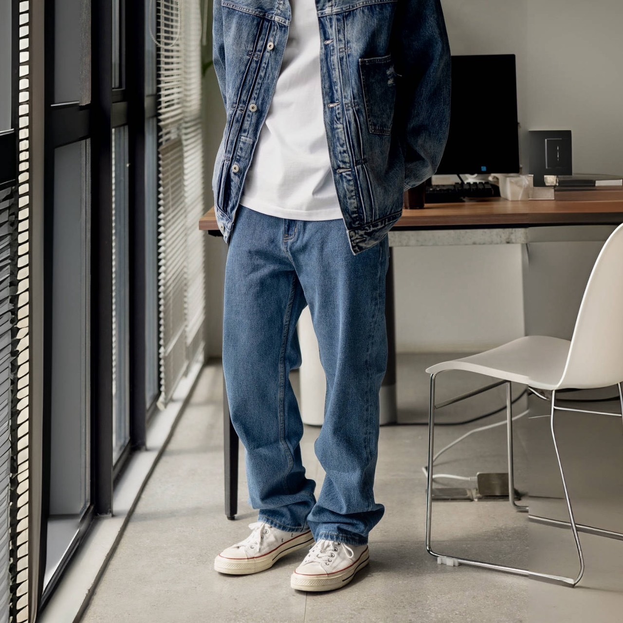 沒想到這麼好看，復古水洗cleanfit直筒牛仔褲。