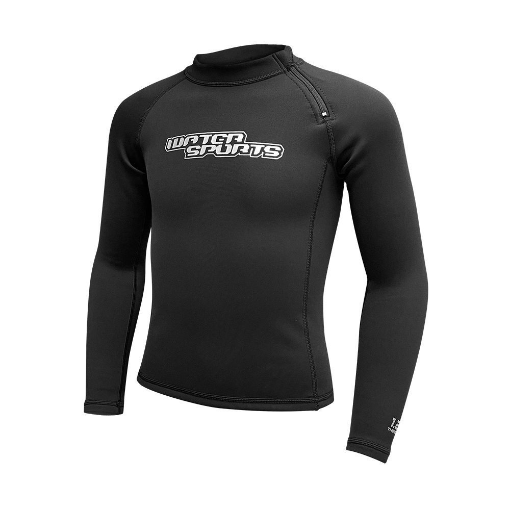 1.2mm 兒童短纖抓毛游泳保暖上衣 - 黑