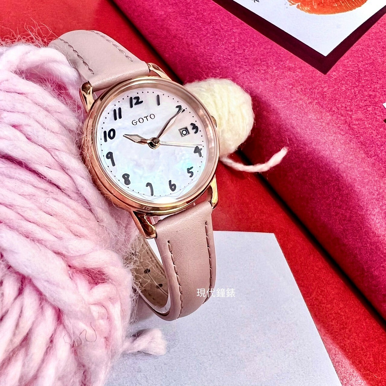 【GOTO】 Numerals 數字系列-小月光-粉蝶貝 GM0119L-48-P41 26mm 現代鐘錶
