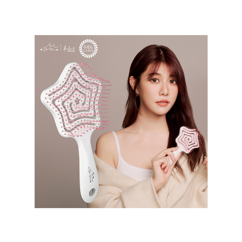 Little Star Lasen3D彈性抗糾結梳(花漾粉白-星星)