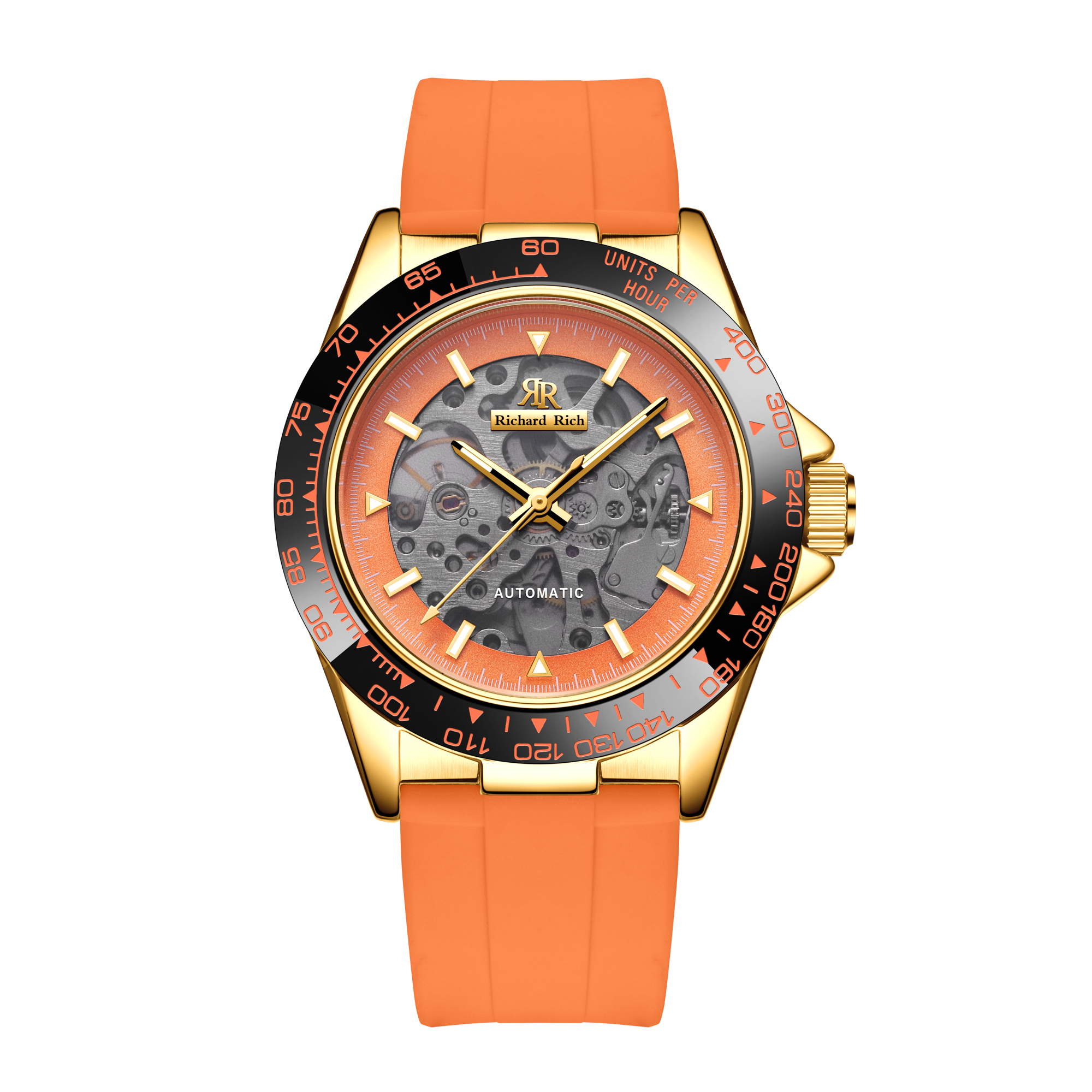 【Richard Rich】RR 海軍上將系列 RCR-18-P01 金橘縷空錶盤 自動機械 氟矽膠 手錶 -