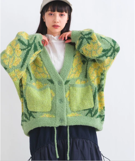 溫暖粉色系大花針織圈圈外套（三色入）【日本直送】