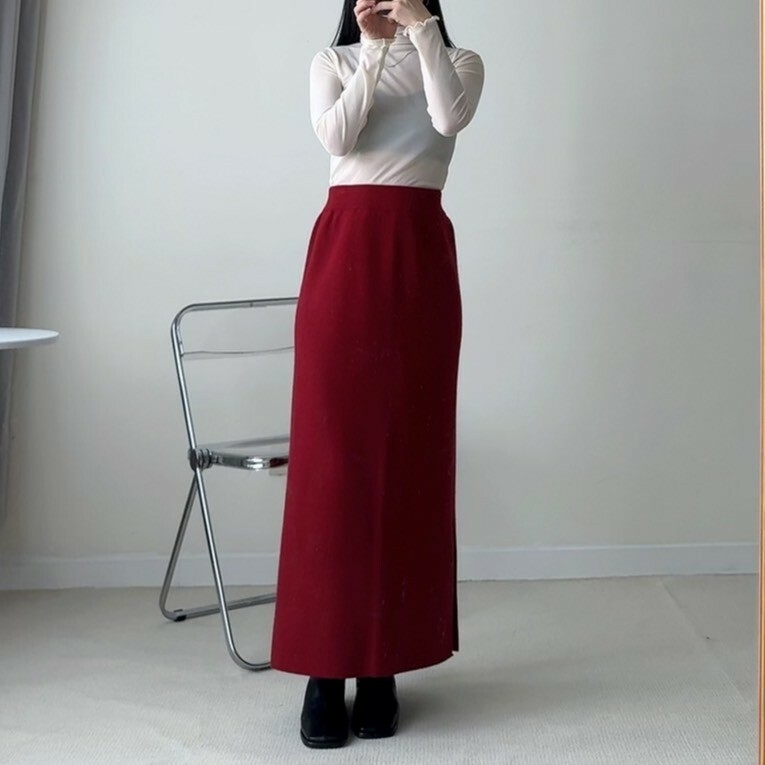 氣質滿分開衩針織長裙（現貨）