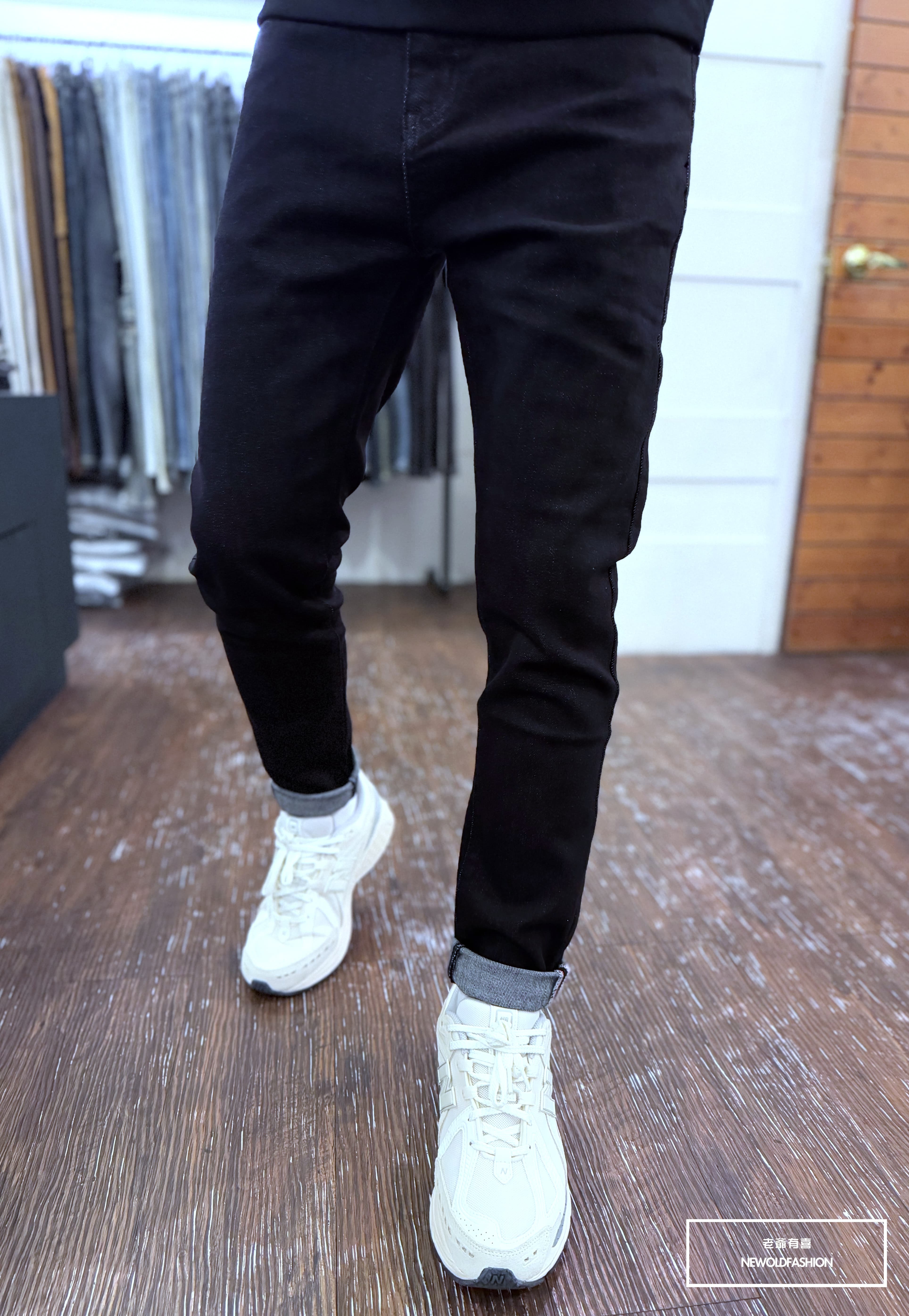 『新品上市』重磅純色單寧素面小直筒褲-黑(NOF2411L102)